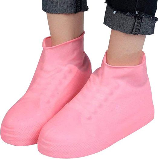 Багаторазові бахіли-чохли L (41-45 розмір) для взуття силіконові від води та бруду. Колір: рожевий JY-12