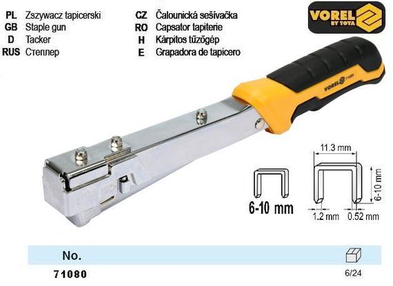 Степлер молотковий для скоб 6-10 х 11.3х Польща VOREL-71080 | Зображення 3