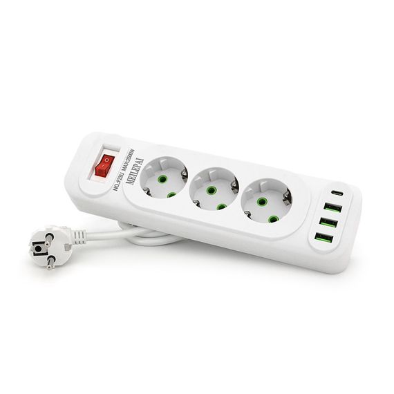 Мережевий фільтр Meilepai F23U, 3 розетки EU+3 USB+PD