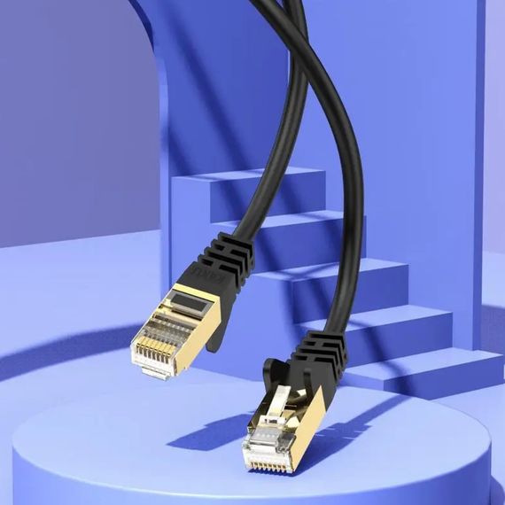 Мережевий інтернет кабель для роутера Kakusiga KSC-743 CAT6 High-Speed 1Gbts LAN RJ45 1м - Black | Зображення 4