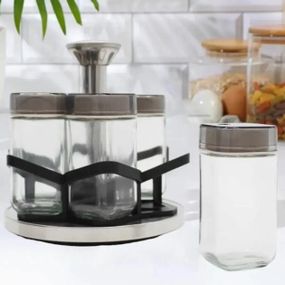 Органайзер для спецій з 6 банками GLASS-SILVER XPRO BSJ1507-1 (43304-BSJ1507-1_291)