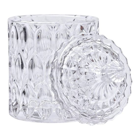 Конфетница с крышкой Ø 7.5 см ваза сахарница круглая стеклянная HP-4-102 | Зображення 2