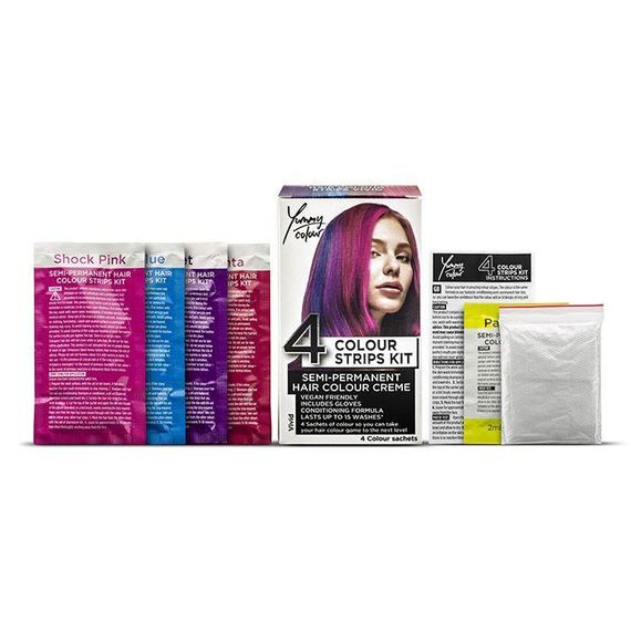 Краска для волос из 4 цветных полосок Яркая YUMMY COLOUR 4 COLOUR STRIPS KIT Vivid Stargazer | Зображення 4