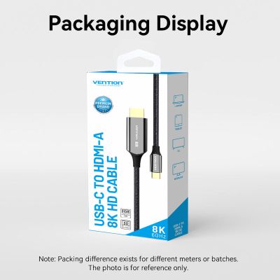 Кабель мультимедийный USB-C to HDMI M 1.8m 8K60Hz black Vention (CRCBAC) | Зображення 7