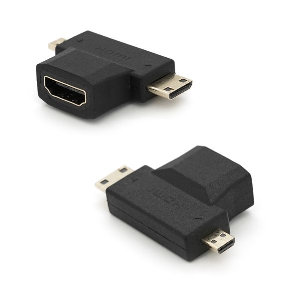 Перехідник mini HDMI (тато) -micro HDMI (тато) -HDMI (мама)