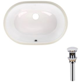 Комплект Qtap Stork: Раковина врізна овальна 570x390x210 мм White + Донний клапан PU02O (QT15116030WN47294)