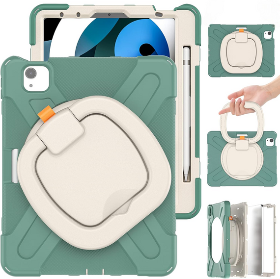 Чехол для iPad Air 4 10.9” (2020), iPad Pro 11” (2018/2020/2021), с ручкой подставкой, противоударный, зеленый | Зображення 1