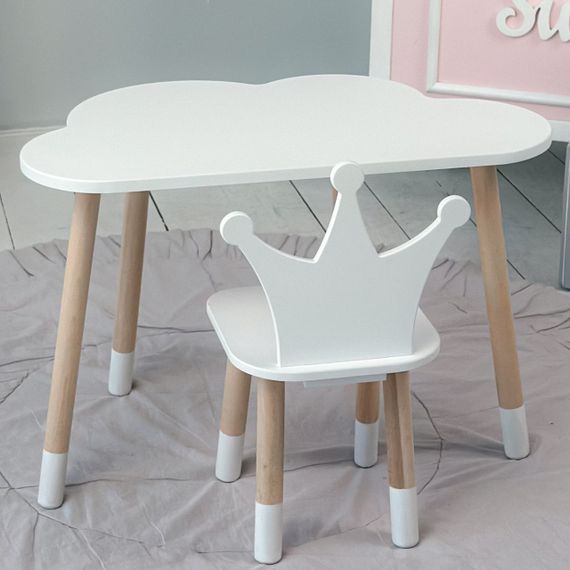 Стіл хмарка і стільчик дитячий  біла корона. Столик для занять, ігор, їжі | Зображення 7