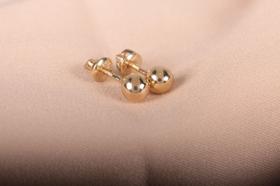 Сережки пуссеты шарики  из желтого золота | Зображення 5