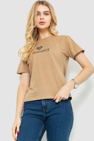 Футболка женская с принтом  цвет бежевый 221R3014