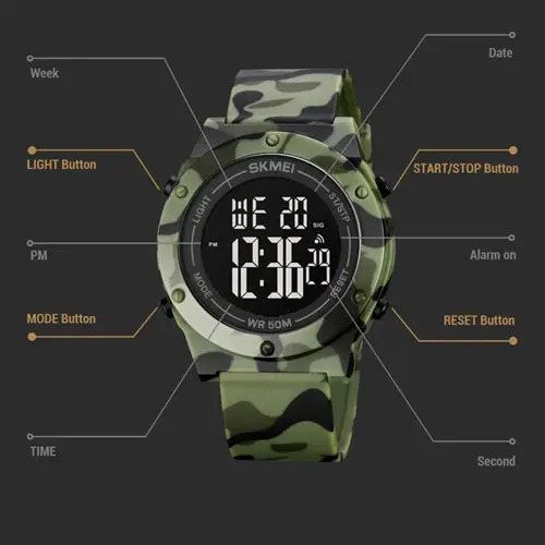 Годинник наручний чоловічий SKMEI 1772CMGNBK, армійський годинник протиударний, модний чоловічий годинник | Зображення 3