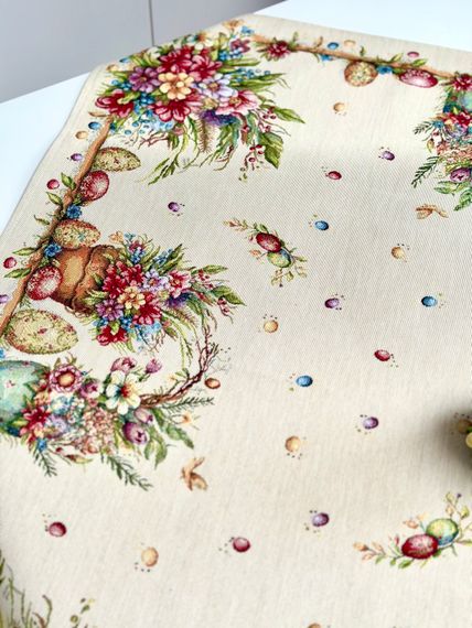 Скатертина гобеленова DAMIRA LUREX Limaso, 97х100, Квадратна, Великодній, Золотий люрекс, 60% поліестер, 24% бавовна, 16% акрил, Гобелен | Зображення 1