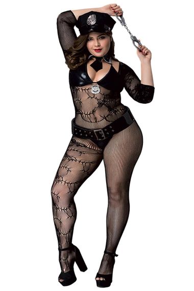 Эротический комбинезон сетка BLACK POLICE OUTFIT XL/XXL sexstyle | Зображення 3