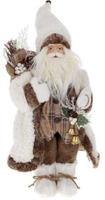 Інтерєрна новорічна фігурка Santa з дзвіночками 45см бежевий з коричневим