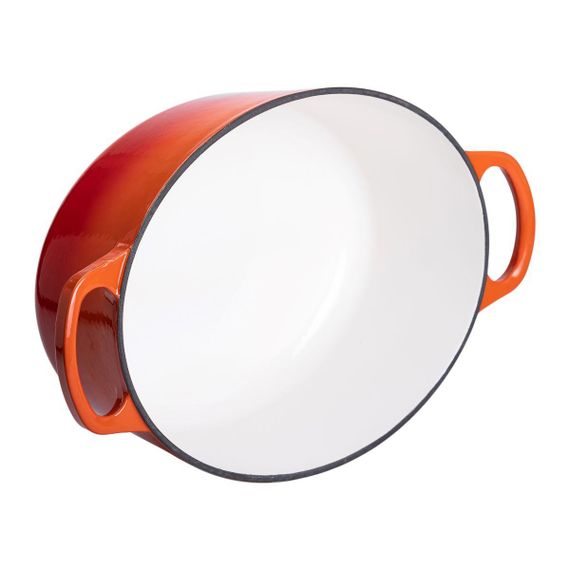 Гусятниця чавунна емальована з кришкою на 6 літрів Ø26 см Помаранчева | Зображення 3