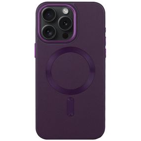 Шкіряний чохол Bonbon Leather Metal Style with MagSafe для Apple iPhone 12 Pro Max (6.7") Фіолетовий / Dark Purple