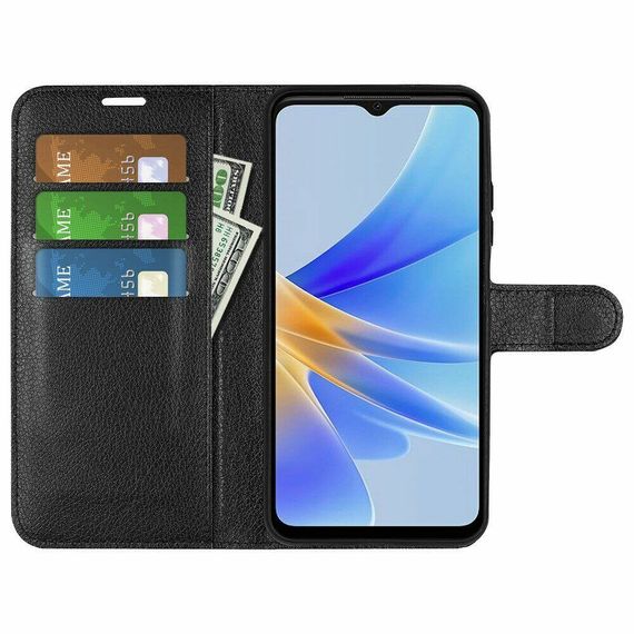 Чохол книжка з кишенями для карт на Oppo A17 / A17K колір Чорний | Зображення 1
