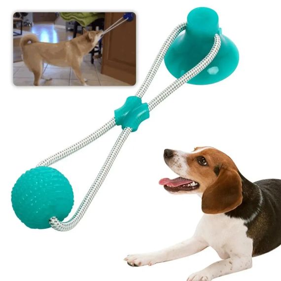Интерактивная игрушка для собак и кошек канат на присоске с мячом Pet molar toys Интерактивная игрушка для | Зображення 3