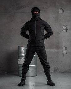 Тактический костюм SoftShell Police black ВТ7623