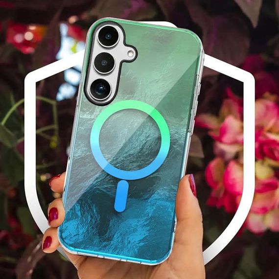 Чехол TPU Shiny Mountain (MagFit) для Samsung Galaxy S24+ Green / Blue | Зображення 2