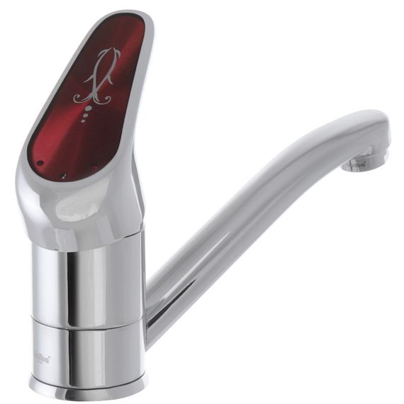 Смеситель для умывальника Haiba Magic 004 с красной ручкой (вылив 15 см) (HB0690) | Зображення 3