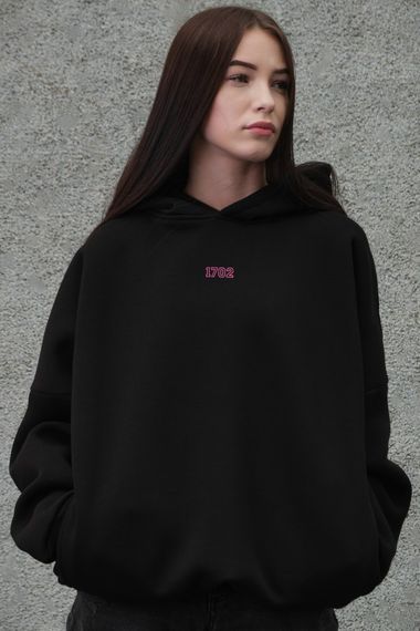 Оверсай худі толстовка на флісі з капюшоном та принтом Without 1702 Pink | Зображення 4