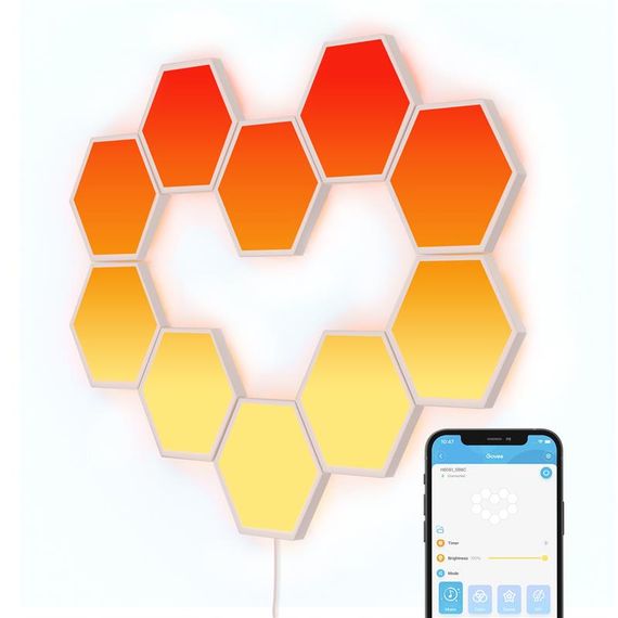 Набір настінних світильників Govee  H6061 Glide Hexa Light Panels 10шт RGB Білий (B6061301)