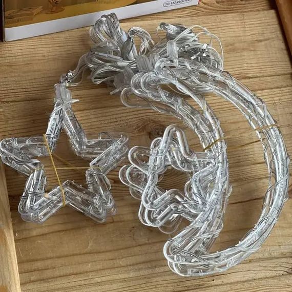 Гирлянда-штора Звёзды и Луна 3 м тёплый свет USB ∙ Светодиодная штора SF-43 с лунами и звёздами | Зображення 3