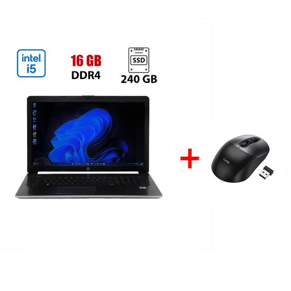 Ультрабук Б-класс HP 17-by2075cl / 17.3" (1600x900) IPS Touch / Intel Core i5-10210U (4 (8) ядра по 1.6 - 4.2 GHz) / 16 GB DDR4 / 240 GB SSD / Intel UHD Graphics / WebCam б/у + подарок Беспроводная мышь HOCO GM28