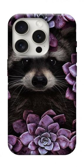 Чохол з картинкою Єнот у квітах для Apple iPhone 16 Pro Max (6.9")