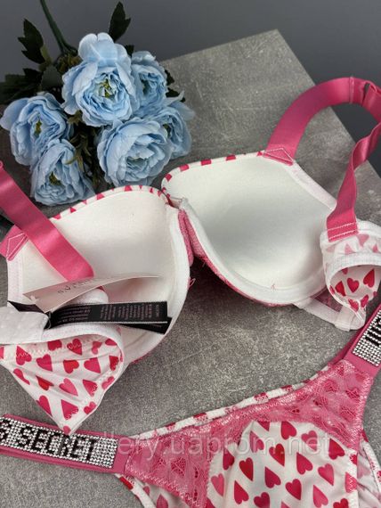 Жіночий комплект Victoria's Secret, комплект зі стразами та мереживом, жіночий комплект Вікторія Сікрет — Нованка 2026 85В, Білий | Зображення 3