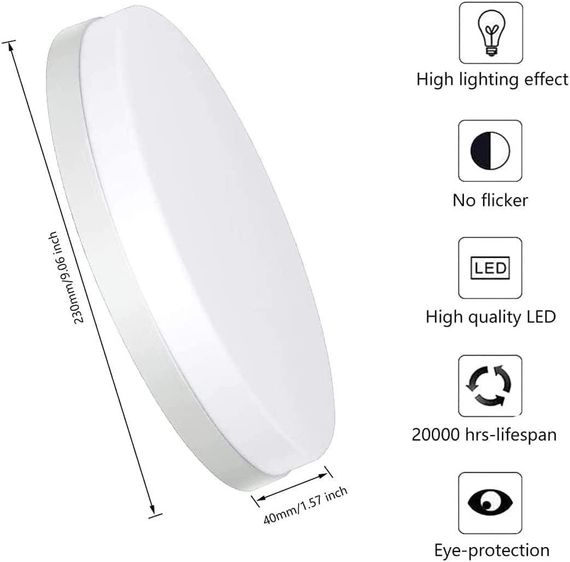 Светильник потолочный круглый LED 23 см, 36W, холодный белый свет 6500K, встроенная светодиодная лампа, люстра | Зображення 2