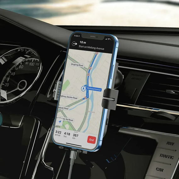 Автомобильный держатель с быстрой зарядкой беспроводной 15w Hoco CA80 Buddy Smart, Черный | Зображення 5