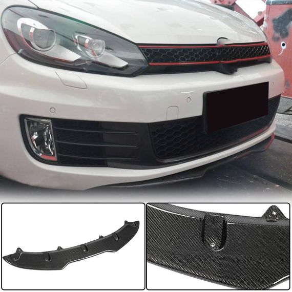 Накладка на передній бампер Lip V4 (для GTI HB 2010-2013, Карбон) для Volkswagen Golf 6 рр
