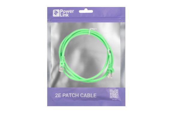 Патч-корд 2E Cat 5e,UTP,RJ45, 26AWG ,7/0.16 CCA, 1.50 m,PVC, Green (2E-PC5ECA-150GRN) | Зображення 2