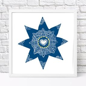 Постер в рамке Синяя звезда 30x30 см