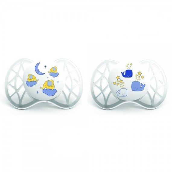 Пустышка симетрическая Nuvita Air 0м+ 2 шт. светится в темноте NV7063 (NV7063)