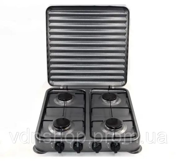 Настільна газова плита, плита на 4 конфорки domotec MS6604, чорний | Зображення 1