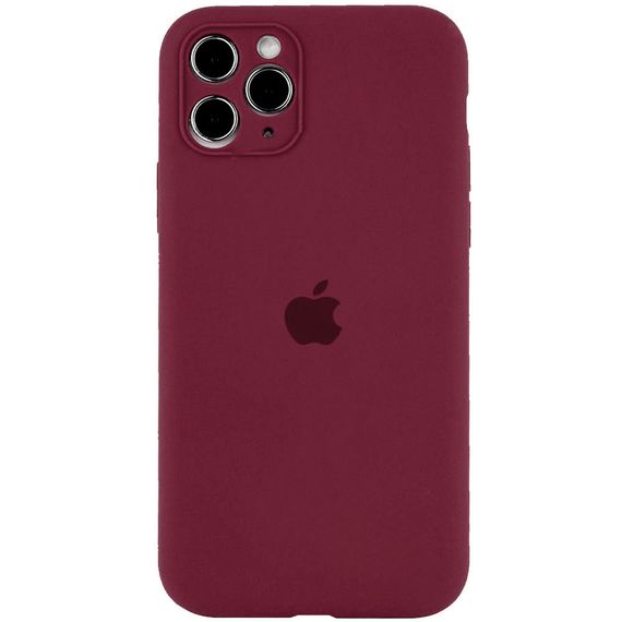 Чохол Silicone Case Full Camera Protective (AA) для Apple iPhone 12 Pro (6.1") Бордовий/Plum