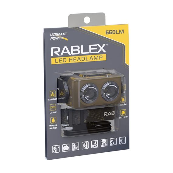 Ліхтар налобний Rablex RB976 потужний світлодіодний 3xT6 + 4xCOB, сенсор, акумулятор, Type-C | Зображення 2