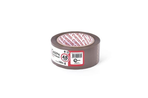 Скотч Intertool - 48 мм х 100 м х 52 мкм, коричневый (KT-0913) | Зображення 1