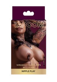 Зажимы-прищепки на соски Taboom Clamps Beads, нерегулируемые, с подвесками Sex Aura