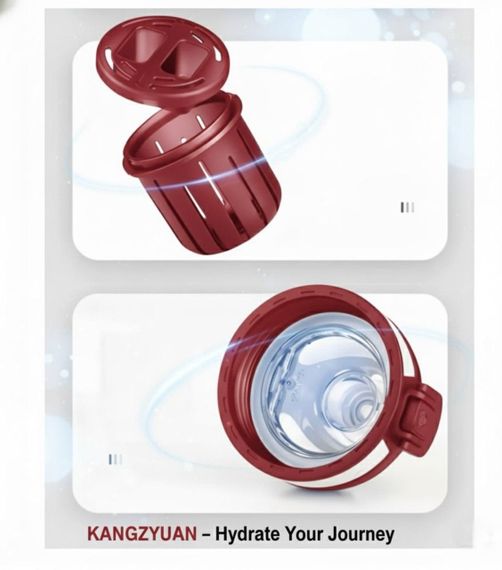 Спортивна пляшка KANGZYUAN 700 мл — Червона Tritan BPA-free, ударостійка еко-пляшка з трубочкою та ремінцем | Зображення 6