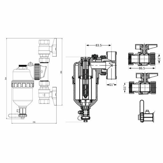 Фильтр-дешламатор Thermo Alliance Forte 1", поворотный (магнитный шламоуловитель) TAF400G25 | Зображення 1