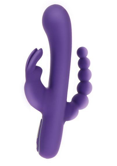 Вібратор-кролик з анальною ялинкою Toy Joy, силіконовий, фіолетовий, 21.5 х 4 см | Зображення 1