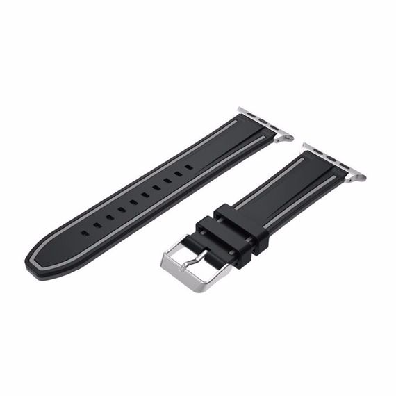 Силіконовий ремінець Primo Color Strip для Apple Watch 38mm / 40mm / 41mm - Black&Grey | Зображення 1