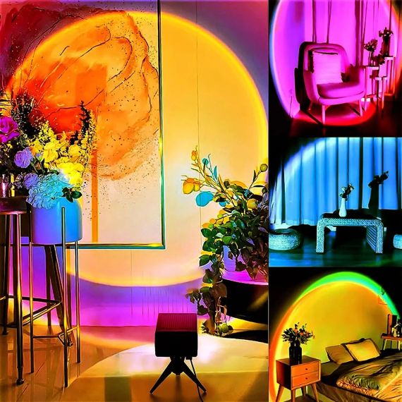 Sunset Lamp RGB 16 кольорів — проєкційний світильник заходу, світанку з пультом | Зображення 5