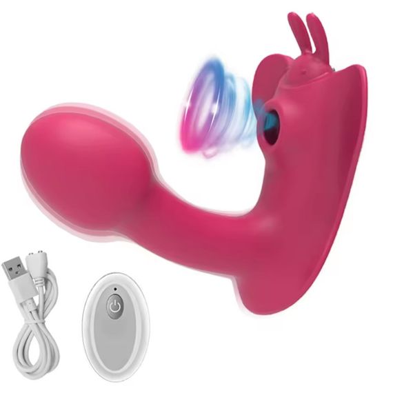 Вібромасажер метелик "Multifunctional butterfly", 10 режимів вібрації та вакууму, пульт д.у, колір бордовий sexstyle | Зображення 4