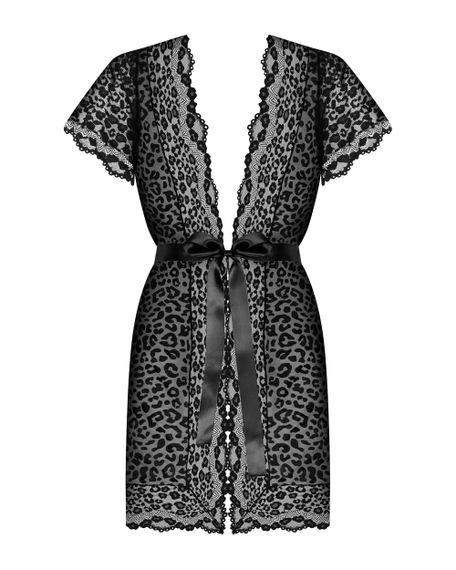 Сексуальний халатик Obsessive Giully peignoir S / M, Черный | Зображення 4