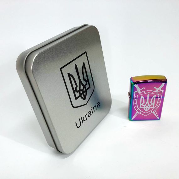 Дугова електроімпульсна запальничка USB Україна металева коробка HL-446. Колір: хамелеон | Зображення 8